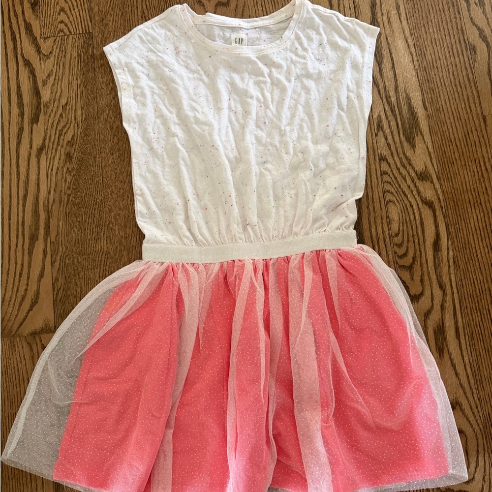 GAP Kids White Tee dress with Multicolor Confetti Dots